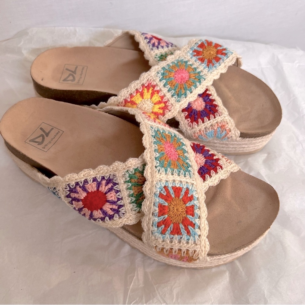 Dirty Laundry Beige Multicolored Patchwork Platfo… - image 2